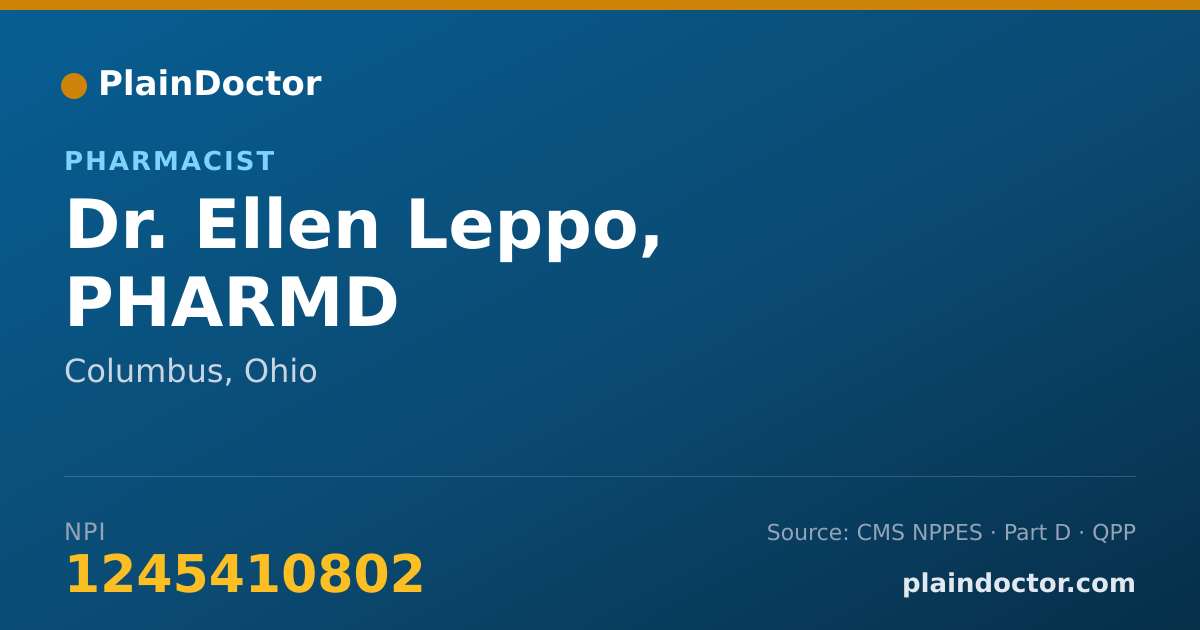 Shareable card for Ellen Leppo, PHARMD - Pharmacist, Columbus, OH