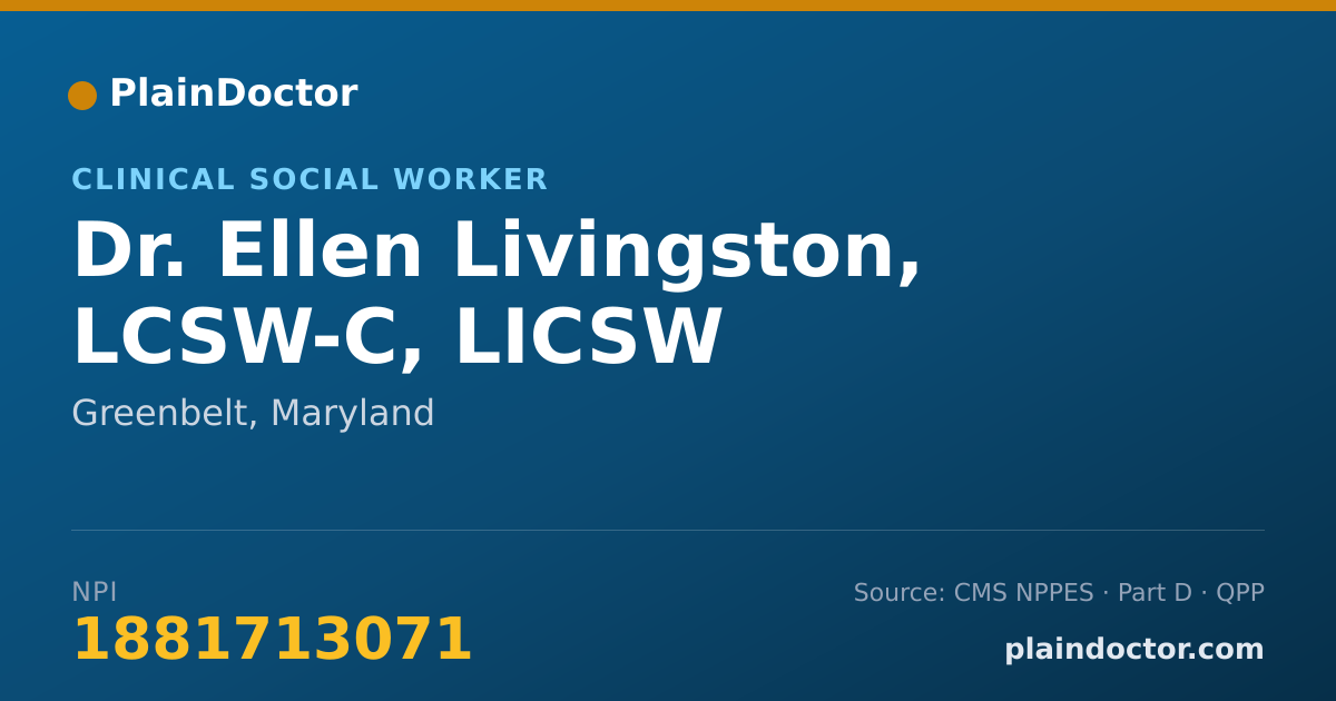 Shareable card for Ellen Livingston, LCSW-C, LICSW - Clinical Social Worker, Greenbelt, MD