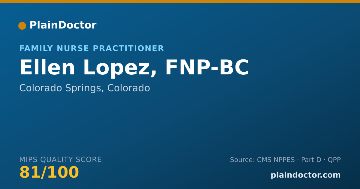 Shareable card for Ellen Lopez, FNP-BC - Family Nurse Practitioner, Colorado Springs, CO