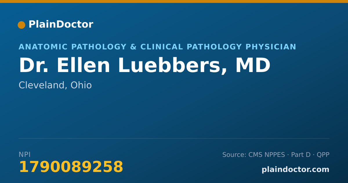 Shareable card for Ellen Luebbers, MD - Anatomic Pathology & Clinical Pathology Physician, Cleveland, OH