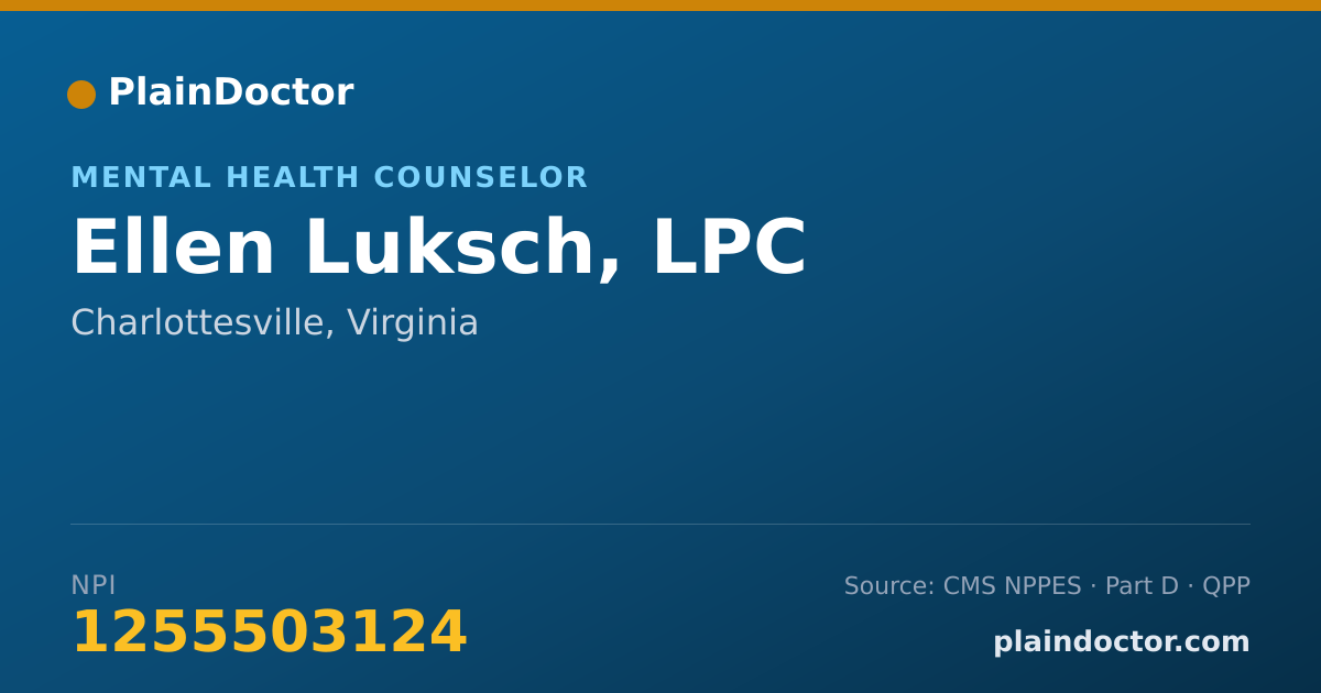 Shareable card for Ellen Luksch, LPC - Mental Health Counselor, Charlottesville, VA