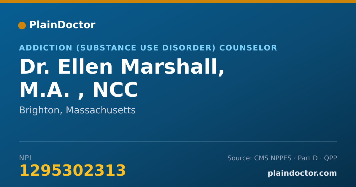 Shareable card for Ellen Marshall, M.A. , NCC - Addiction (Substance Use Disorder) Counselor, Brighton, MA