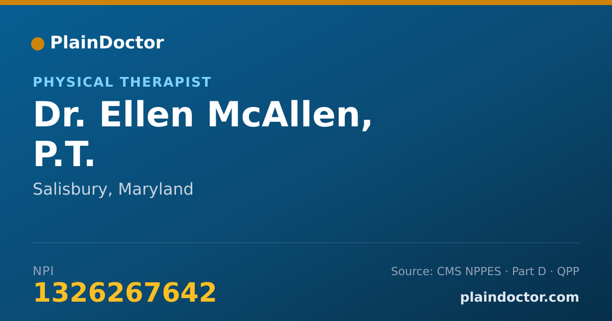 Shareable card for Ellen McAllen, P.T. - Physical Therapist, Salisbury, MD