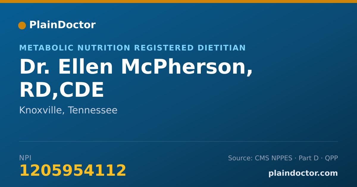 Shareable card for Ellen McPherson, RD,CDE - Metabolic Nutrition Registered Dietitian, Knoxville, TN