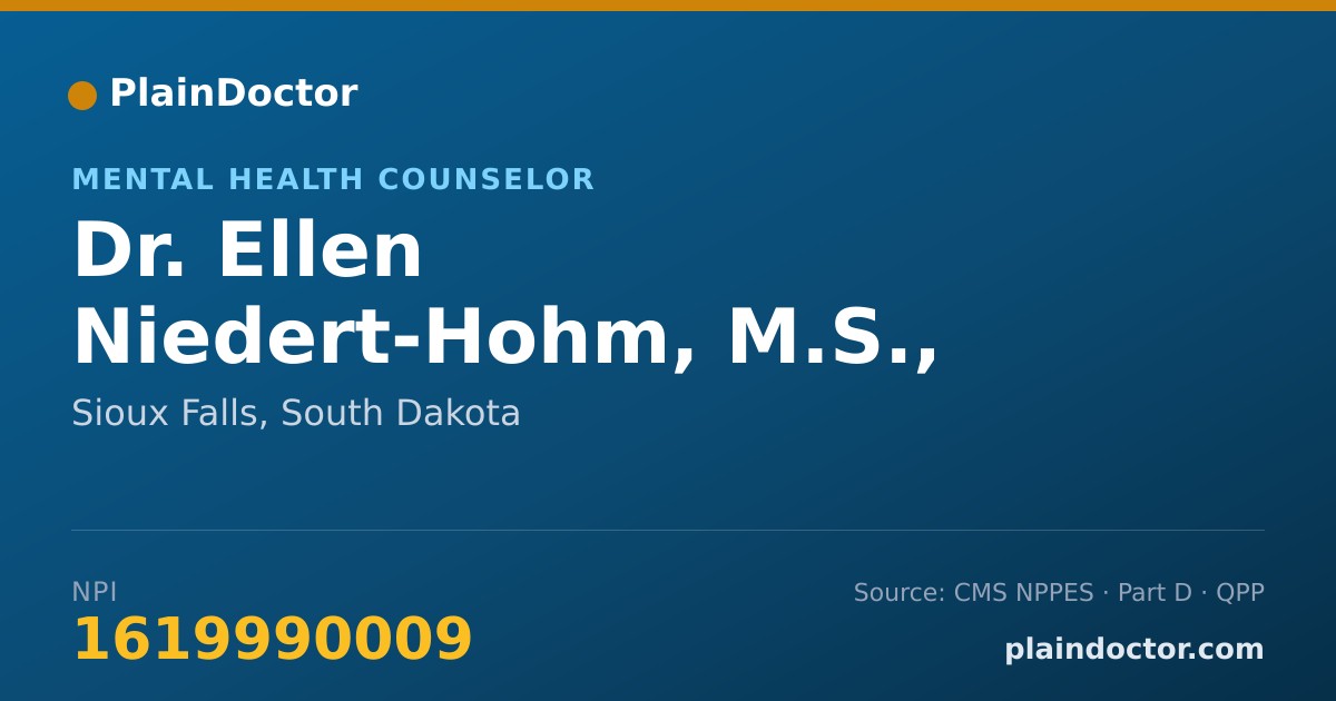 Shareable card for Ellen Niedert-Hohm, M.S., LPC-MS, QMHP - Mental Health Counselor, Sioux Falls, SD