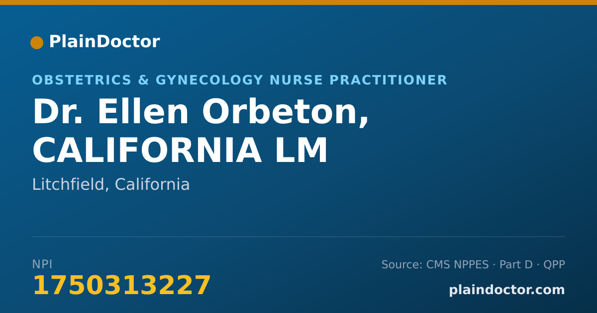 Shareable card for Ellen Orbeton, CALIFORNIA LM - Obstetrics & Gynecology Nurse Practitioner, Litchfield, CA