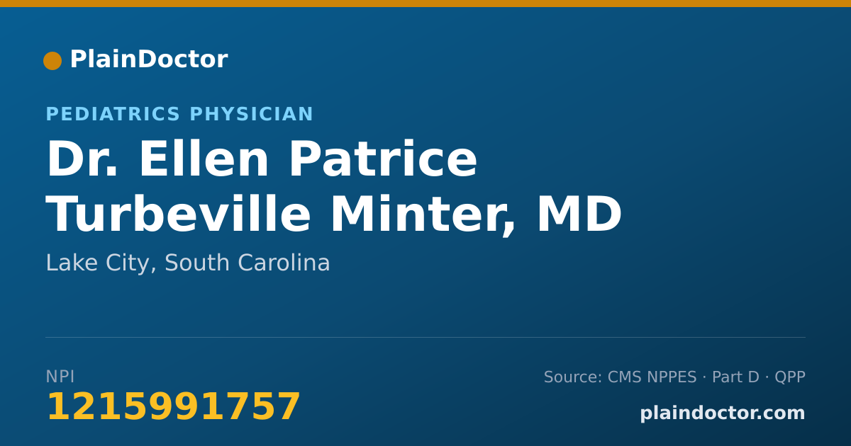 Shareable card for Ellen Patrice Turbeville Minter, MD - Pediatrics Physician, Florence, SC