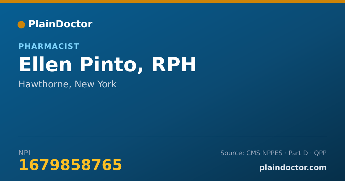 Shareable card for Ellen Pinto, RPH - Pharmacist, Hawthorne, NY