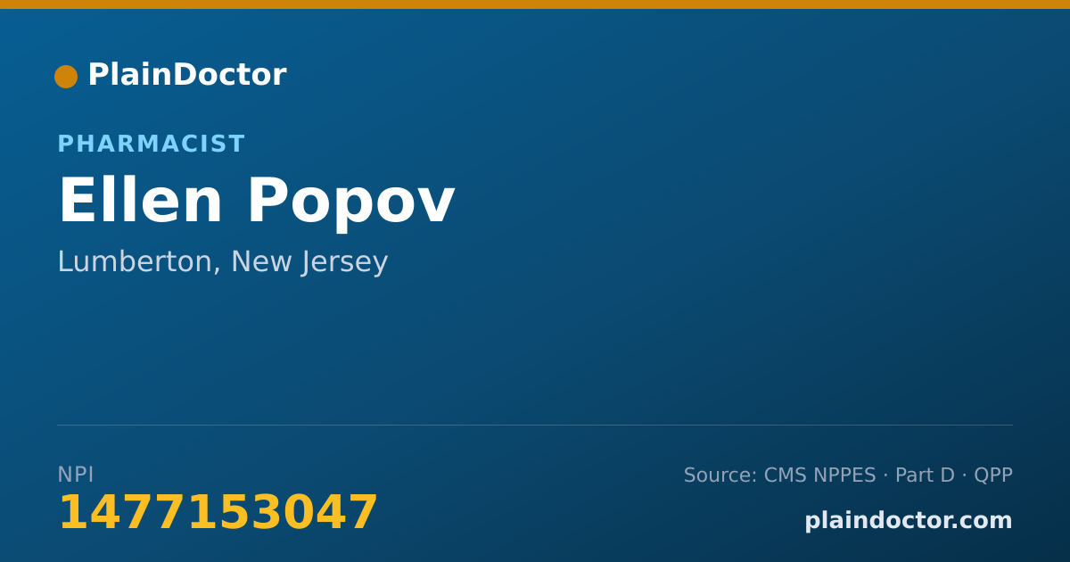 Shareable card for Ellen Popov - Pharmacist, Lumberton, NJ