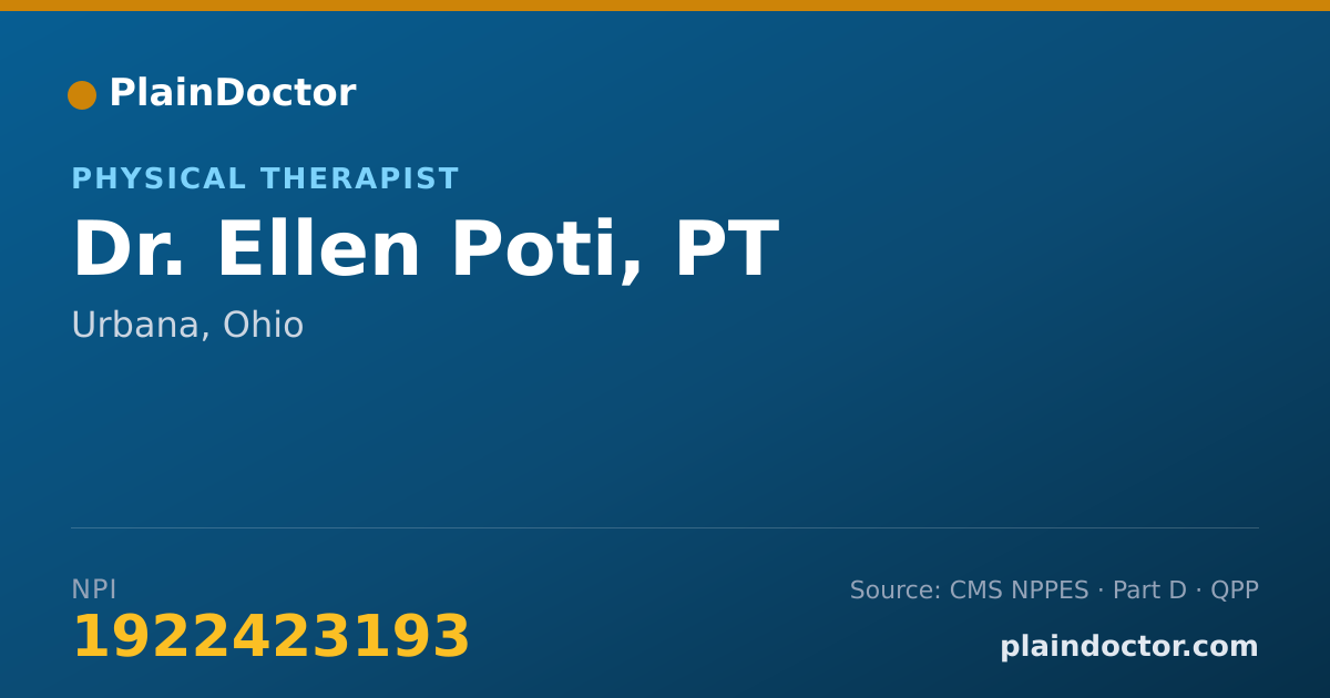 Shareable card for Ellen Poti, PT - Physical Therapist, Urbana, OH