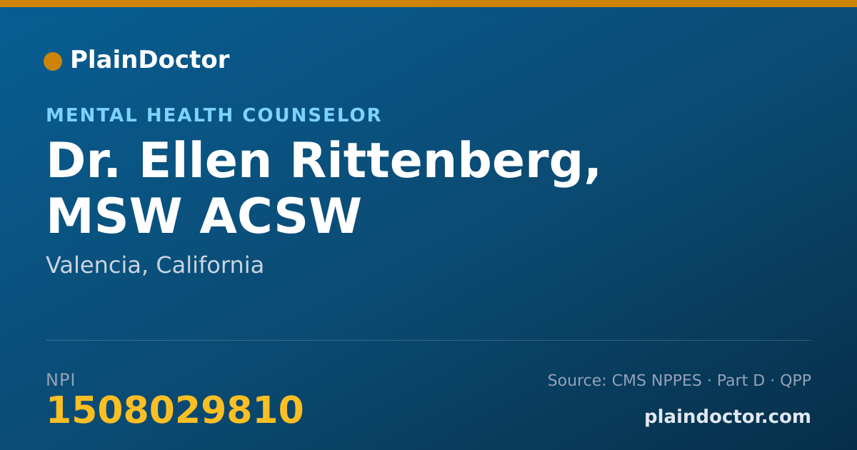 Shareable card for Ellen Rittenberg, MSW ACSW - Mental Health Counselor, Valencia, CA