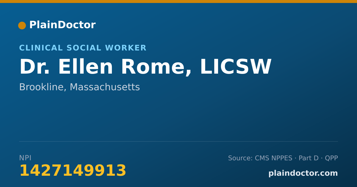 Shareable card for Ellen Rome, LICSW - Clinical Social Worker, Brookline, MA