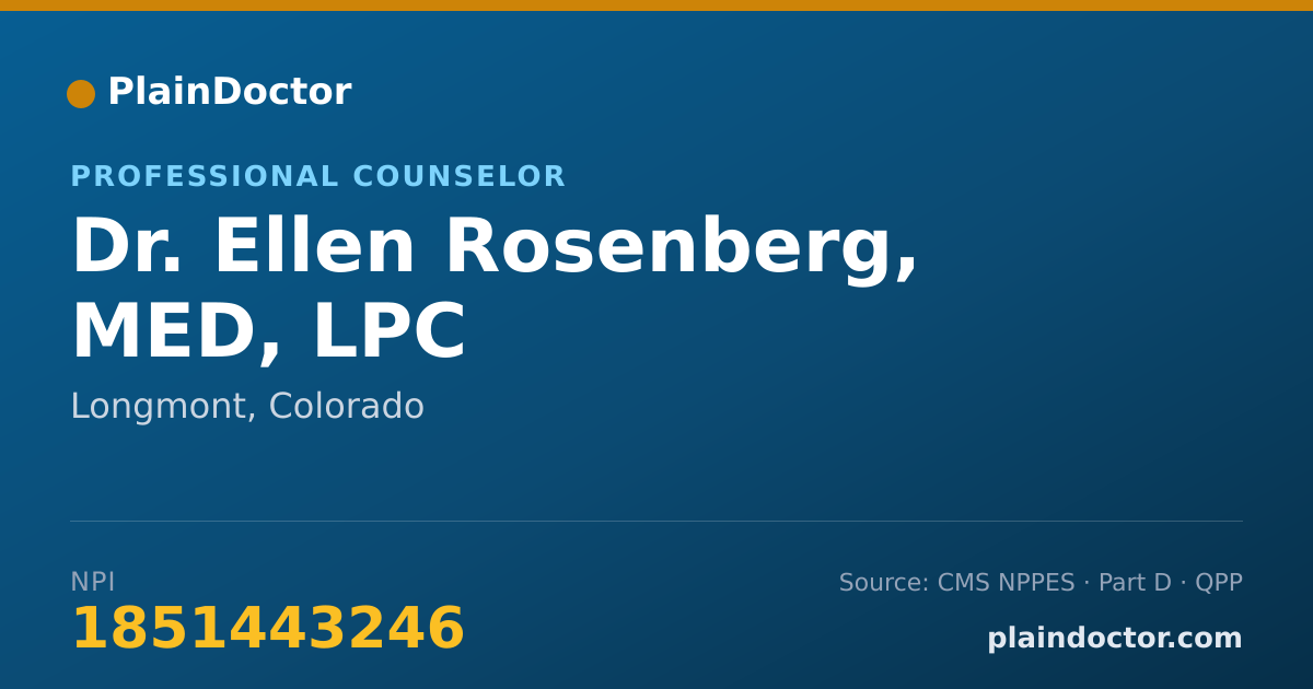 Shareable card for Ellen Rosenberg, MED, LPC - Professional Counselor, Longmont, CO