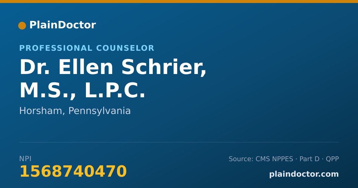 Shareable card for Ellen Schrier, M.S., L.P.C. - Professional Counselor, Horsham, PA
