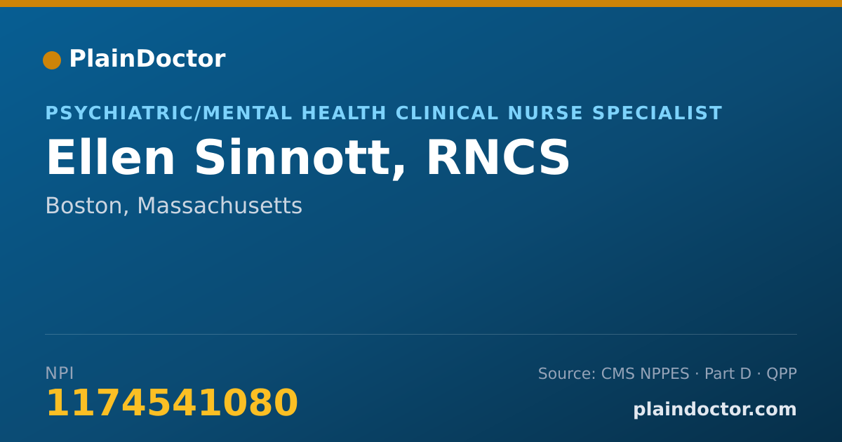 Shareable card for Ellen Sinnott, RNCS - Psychiatric/Mental Health Clinical Nurse Specialist, Boston, MA