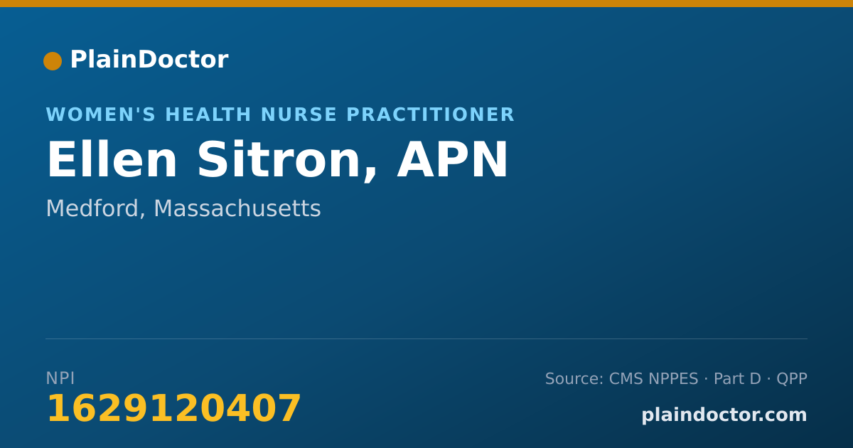 Shareable card for Ellen Sitron, APN - Women's Health Nurse Practitioner, Medford, MA