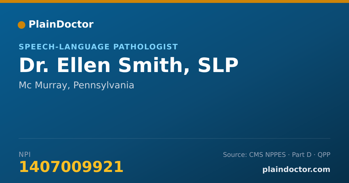 Shareable card for Ellen Smith, SLP - Speech-Language Pathologist, Mc Murray, PA