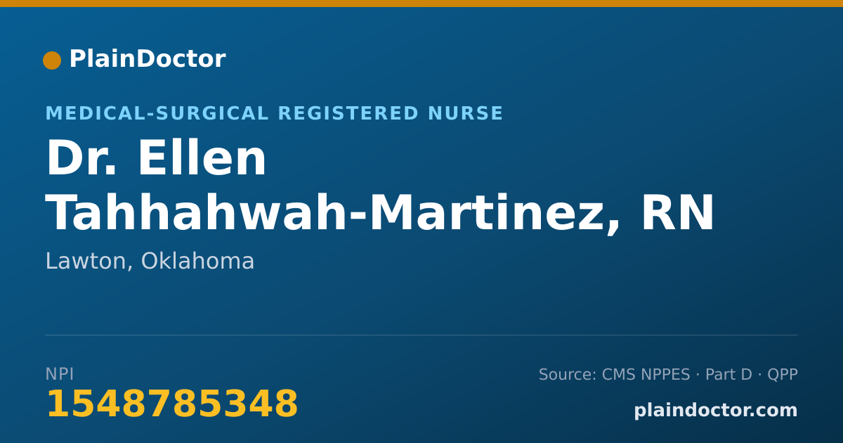 Shareable card for Ellen Tahhahwah-Martinez, RN - Medical-Surgical Registered Nurse, Lawton, OK