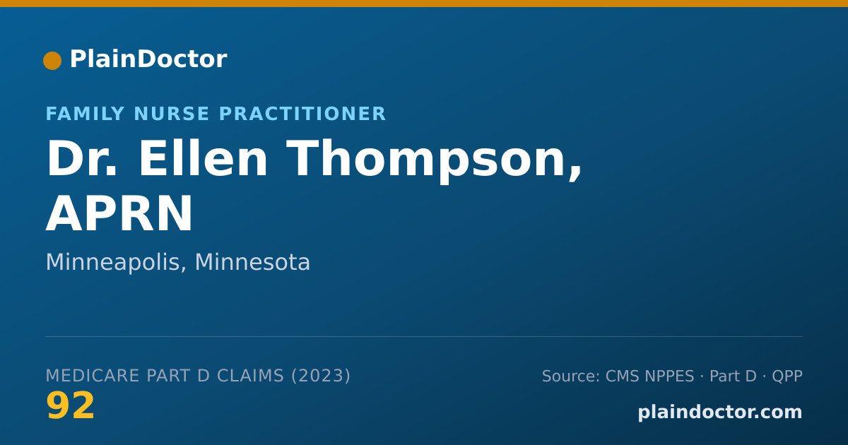 Shareable card for Ellen Thompson, APRN - Family Nurse Practitioner, Minneapolis, MN