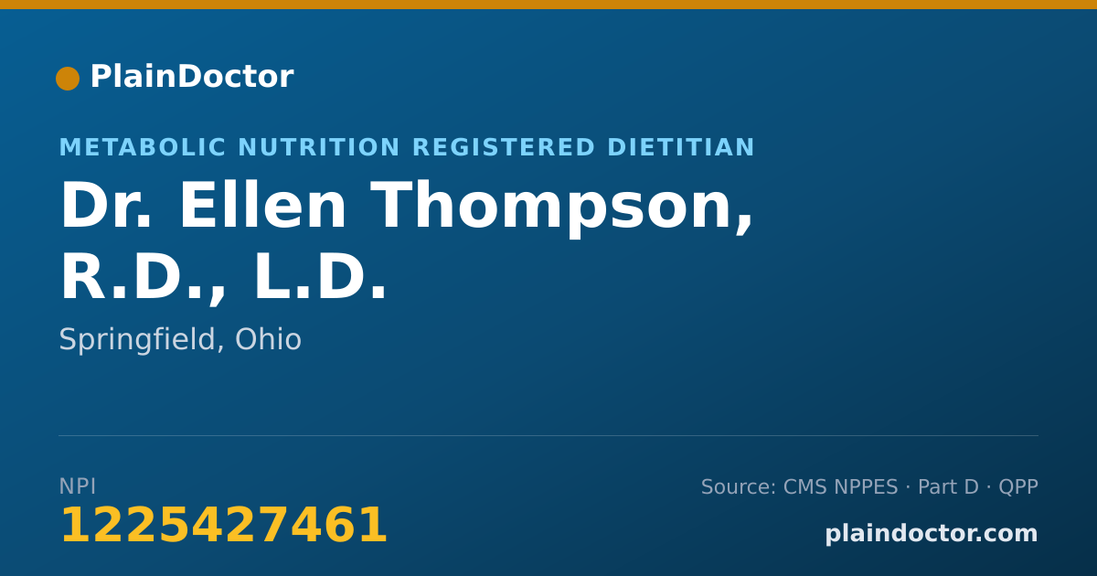 Shareable card for Ellen Thompson, R.D., L.D. - Metabolic Nutrition Registered Dietitian, Springfield, OH