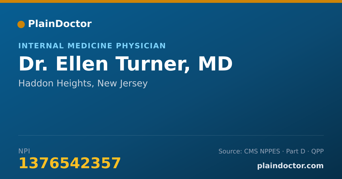 Shareable card for Ellen Turner, MD - Internal Medicine Physician, Haddon Heights, NJ