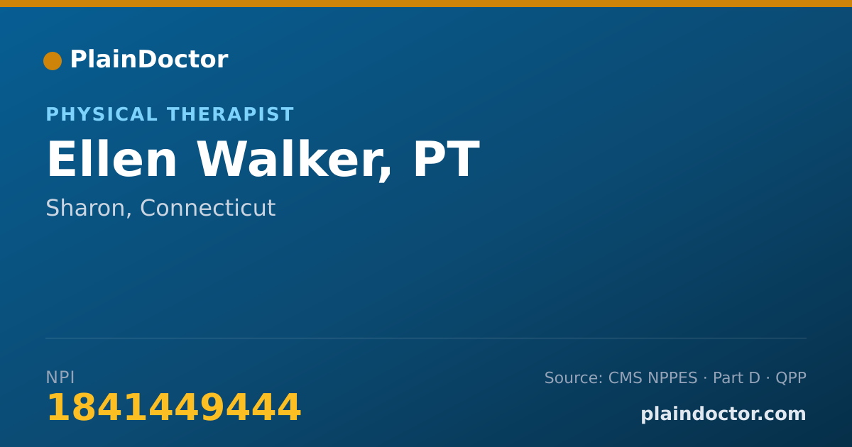 Shareable card for Ellen Walker, PT - Physical Therapist, Sharon, CT