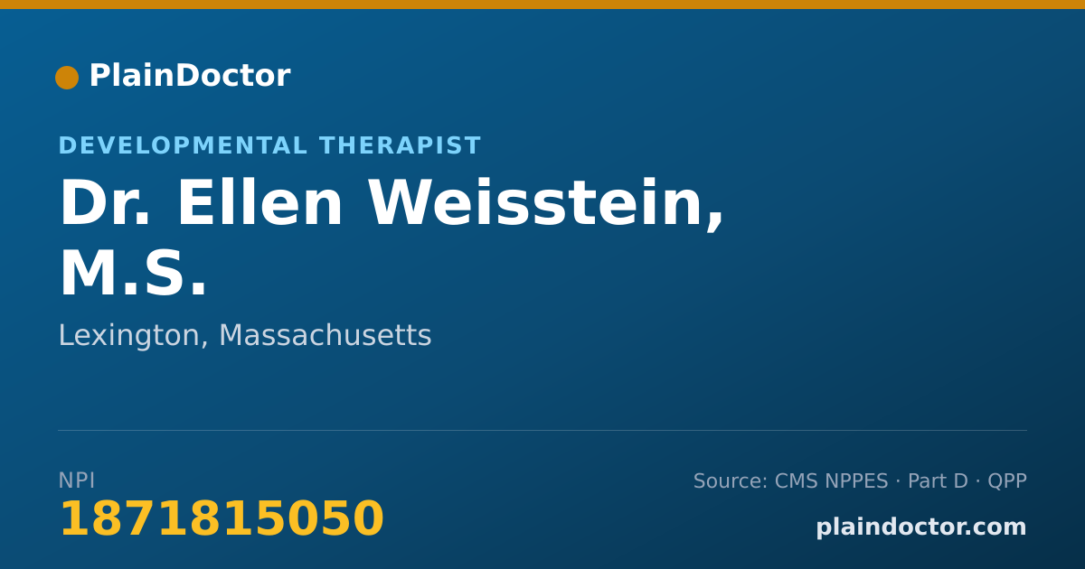 Shareable card for Ellen Weisstein, M.S. - Developmental Therapist, Lexington, MA