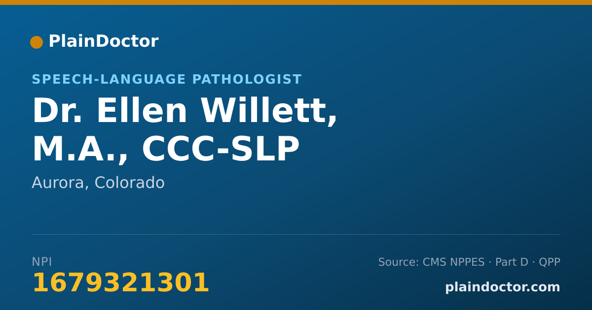 Shareable card for Ellen Willett, M.A., CCC-SLP - Speech-Language Pathologist, Aurora, CO