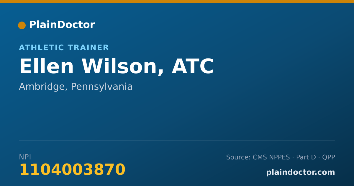 Shareable card for Ellen Wilson, ATC - Athletic Trainer, Ambridge, PA