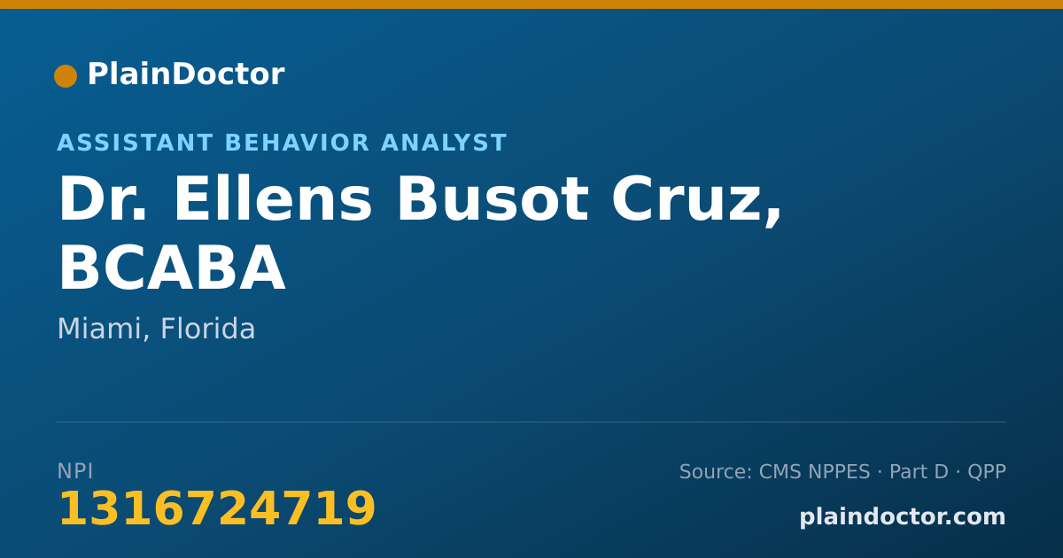 Shareable card for Ellens Busot Cruz, BCABA - Assistant Behavior Analyst, Miami, FL