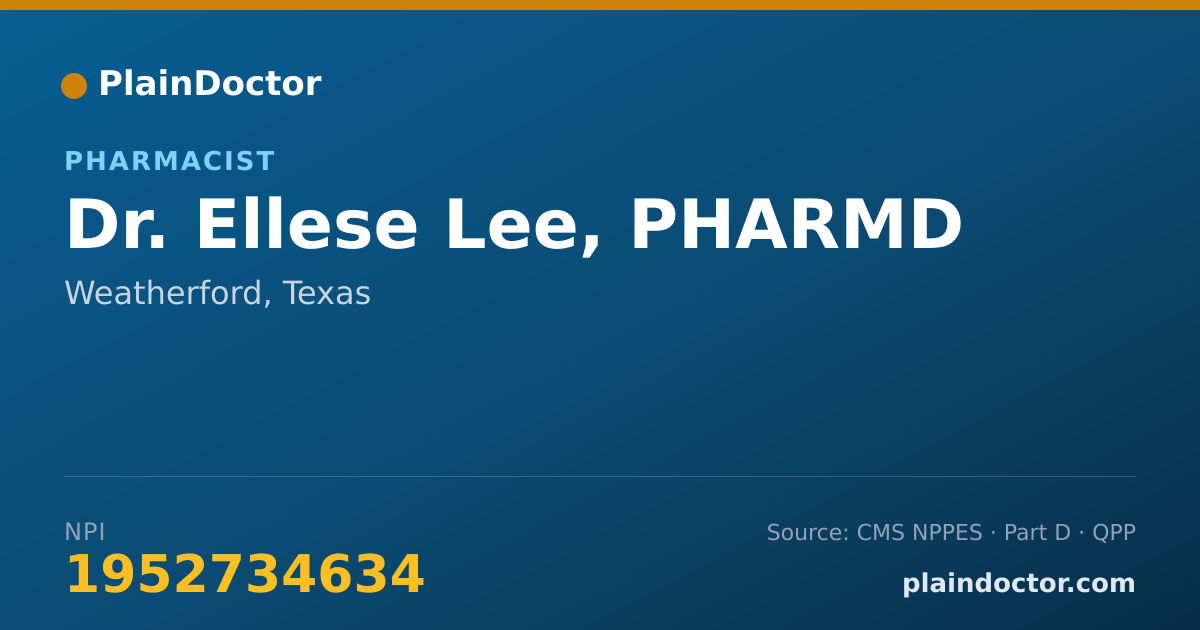 Shareable card for Ellese Lee, PHARMD - Pharmacist, Weatherford, TX