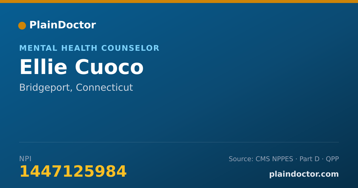 Shareable card for Ellie Cuoco - Mental Health Counselor, Bridgeport, CT
