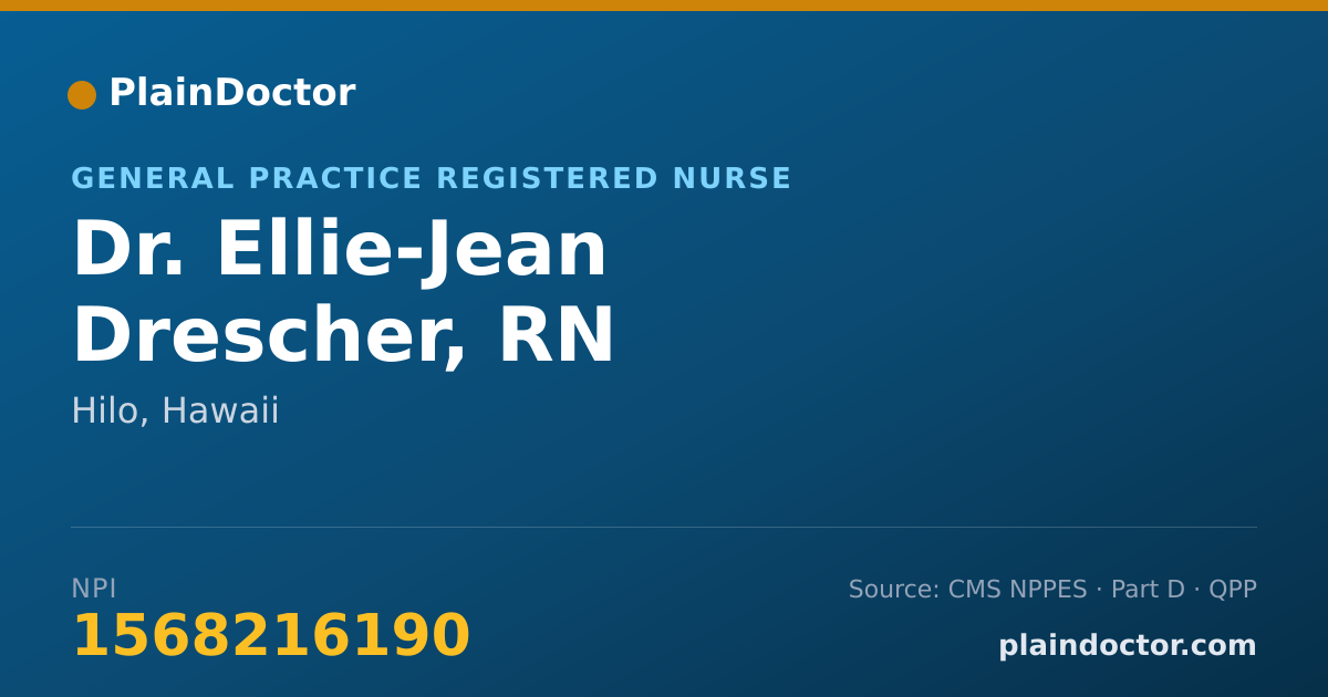 Shareable card for Ellie-Jean Drescher, RN - General Practice Registered Nurse, Hilo, HI