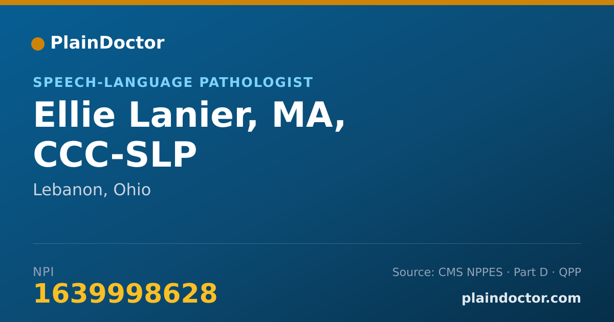 Shareable card for Ellie Lanier, MA, CCC-SLP - Speech-Language Pathologist, Lebanon, OH