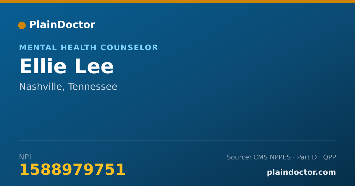 Shareable card for Ellie Lee - Mental Health Counselor, Nashville, TN