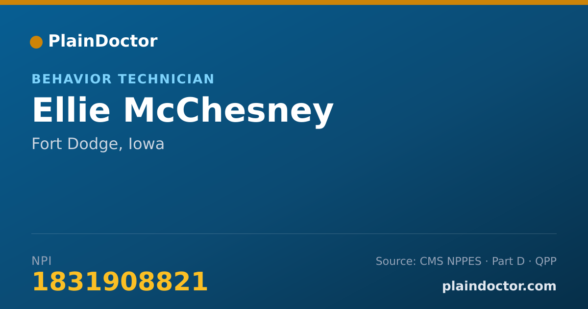 Shareable card for Ellie McChesney - Behavior Technician, Fort Dodge, IA