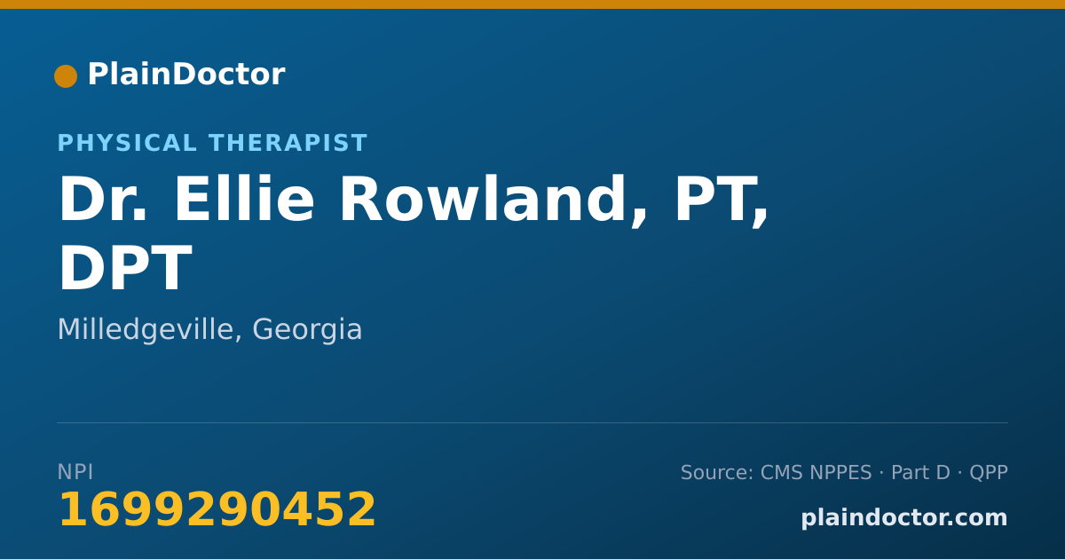 Shareable card for Ellie Rowland, PT, DPT - Physical Therapist, Milledgeville, GA
