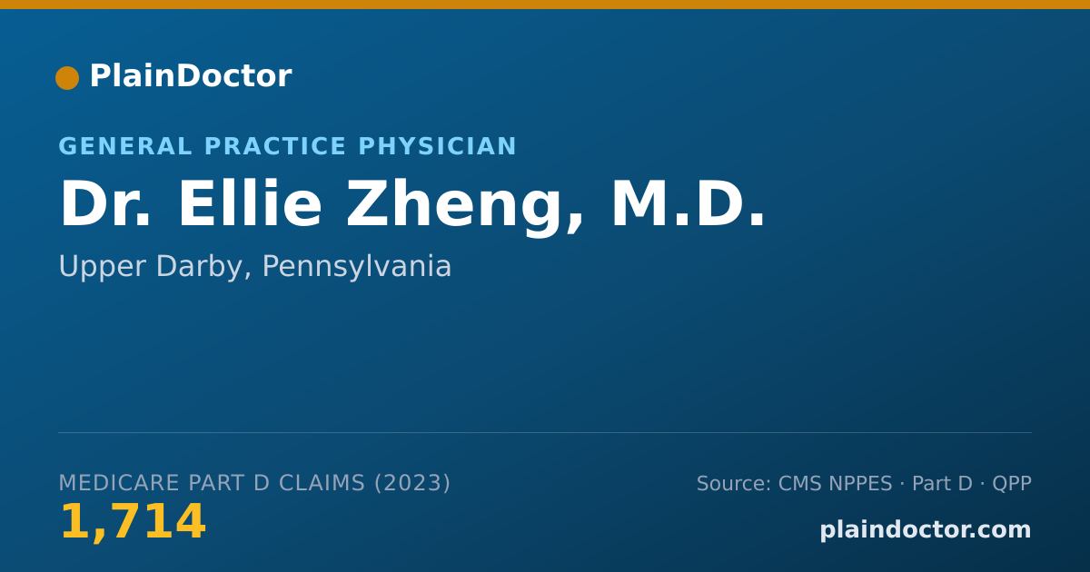 Shareable card for Ellie Zheng, M.D. - General Practice Physician, Upper Darby, PA