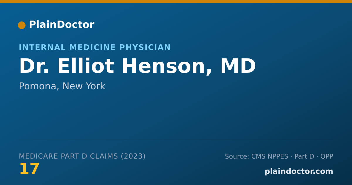 Shareable card for Elliot Henson, MD - Internal Medicine Physician, Pomona, NY