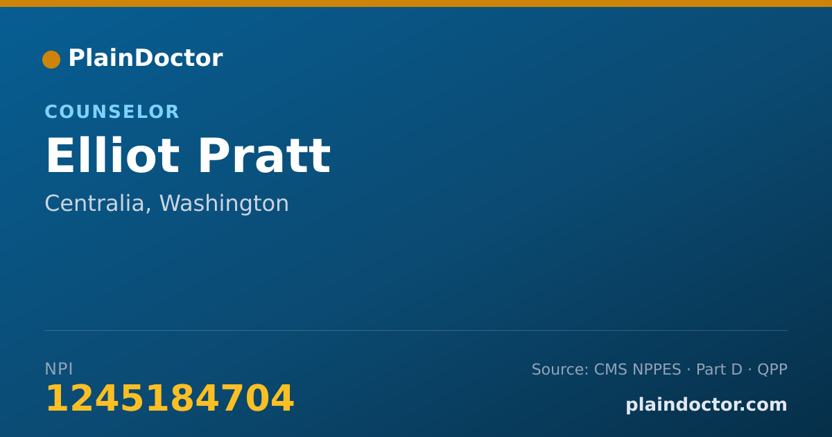 Shareable card for Elliot Pratt - Counselor, Centralia, WA