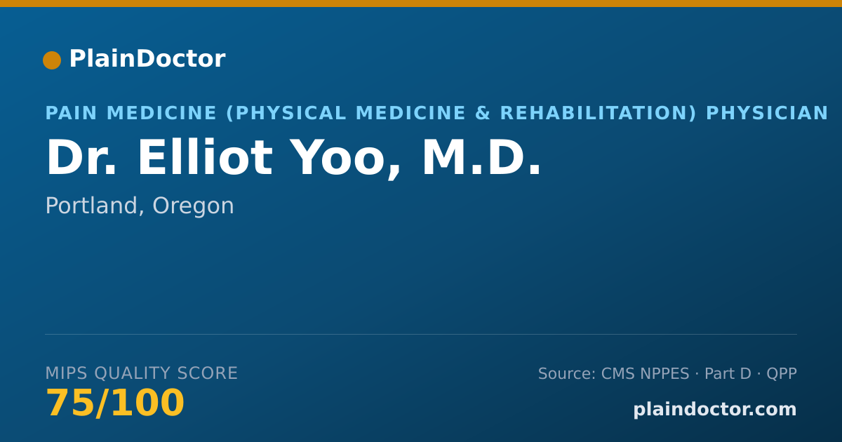 Shareable card for Elliot Yoo, M.D. - Pain Medicine (Physical Medicine & Rehabilitation) Physician, Portland, OR