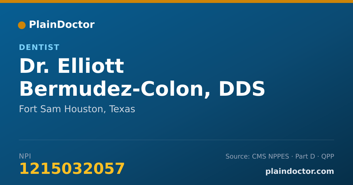 Shareable card for Elliott Bermudez-Colon, DDS - Dentist, Fort Sam Houston, TX