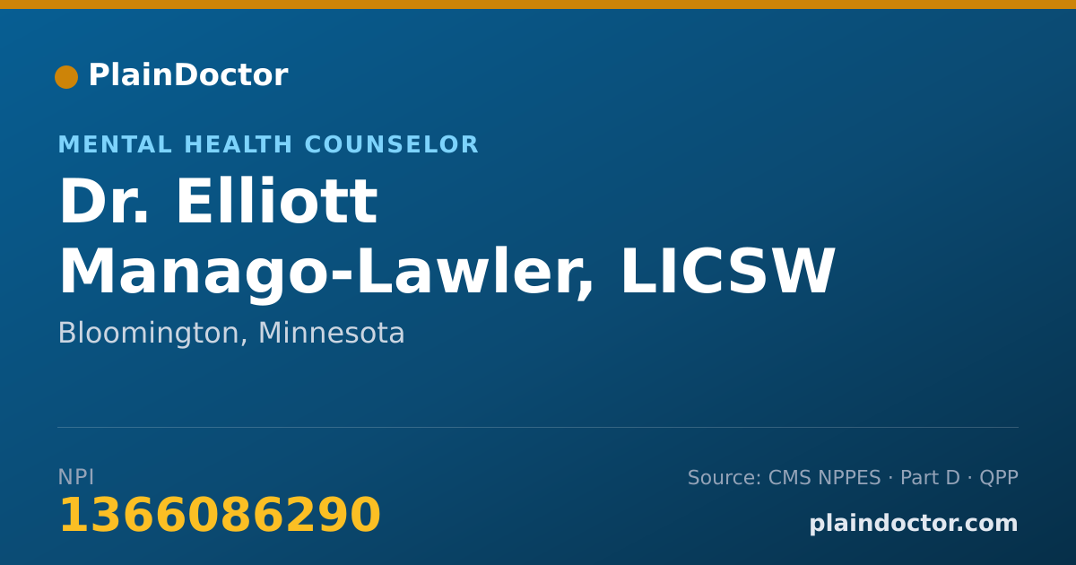 Shareable card for Elliott Manago-Lawler, LICSW - Mental Health Counselor, Bloomington, MN