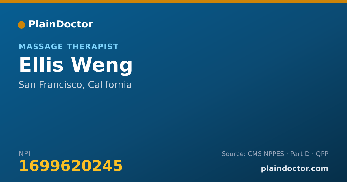 Shareable card for Ellis Weng - Massage Therapist, San Francisco, CA