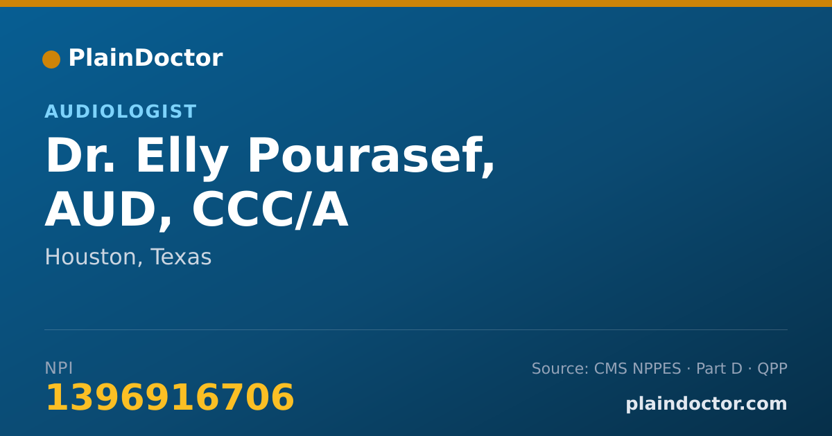 Shareable card for Elly Pourasef, AUD, CCC/A - Audiologist, Houston, TX