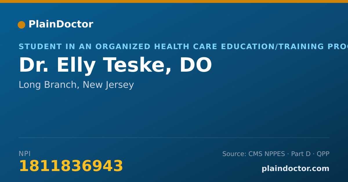 Shareable card for Elly Teske, DO - Student in an Organized Health Care Education/Training Program, Long Branch, NJ