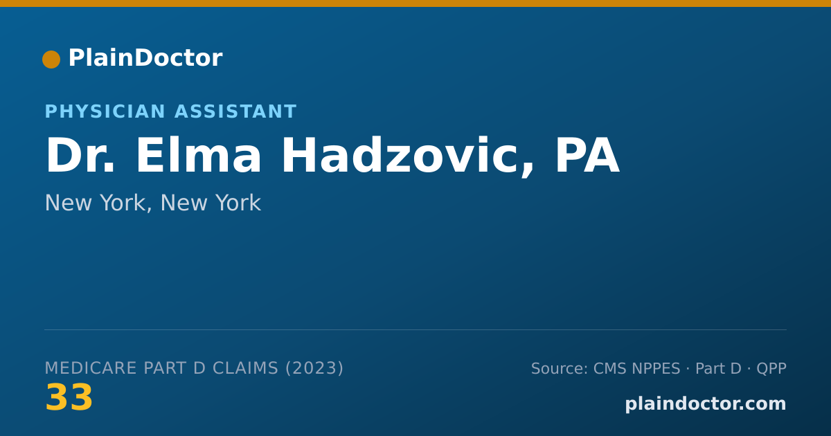Shareable card for Elma Hadzovic, PA - Physician Assistant, New York, NY