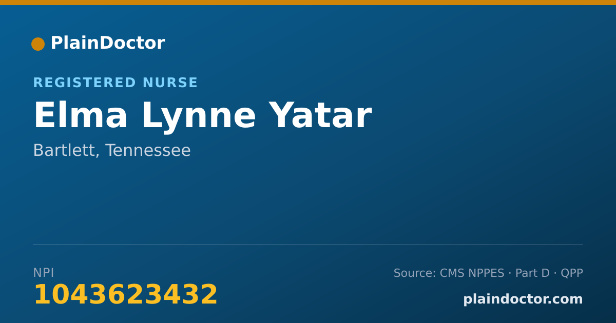 Shareable card for Elma Lynne Yatar - Registered Nurse, Bartlett, TN
