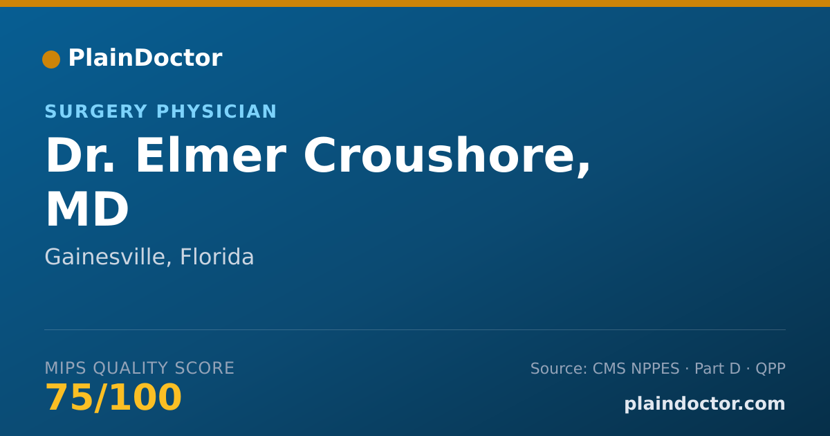 Shareable card for Elmer Croushore, MD - Surgery Physician, Gainesville, FL