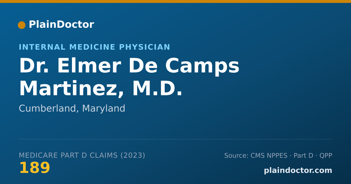 Shareable card for Elmer De Camps Martinez, M.D. - Internal Medicine Physician, Cumberland, MD